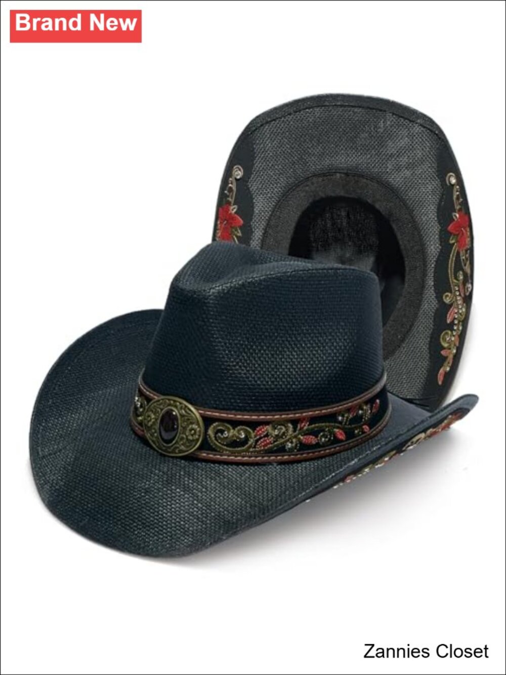 🤠 YOUBADU Western Cowboy Hat Wide Brim Raffia Style Sun Hat Unisex